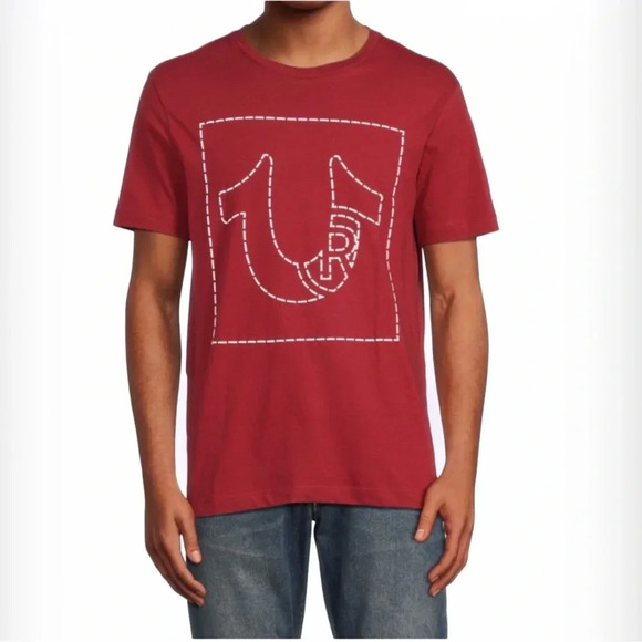 True Religion Puff Stitch crew neck Tee Men’s  Short Sleeve T-shirt Sz M - Picture 1 of 6